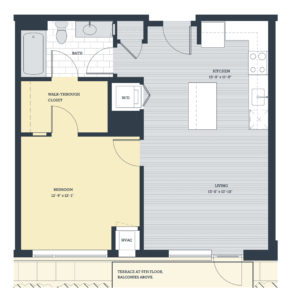 One Bedroom 1A Floor Plan