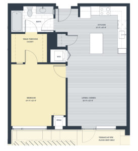 One Bedroom 1E Floor Plan